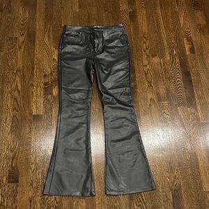Black Flared Leather Pants